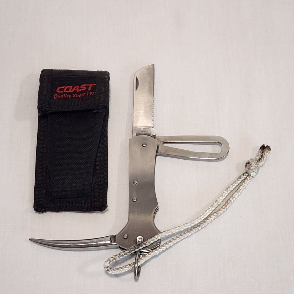 Coast Marlin Spike Rigging Knife Stainless Steel Folding Sailing Tool w/ Sheath